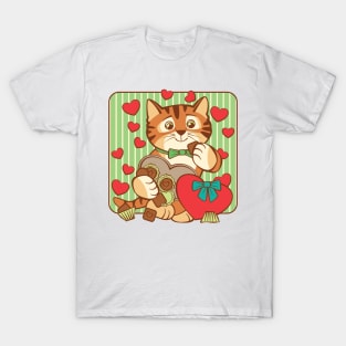 Valentine Cat Heart Chocolate T-Shirt